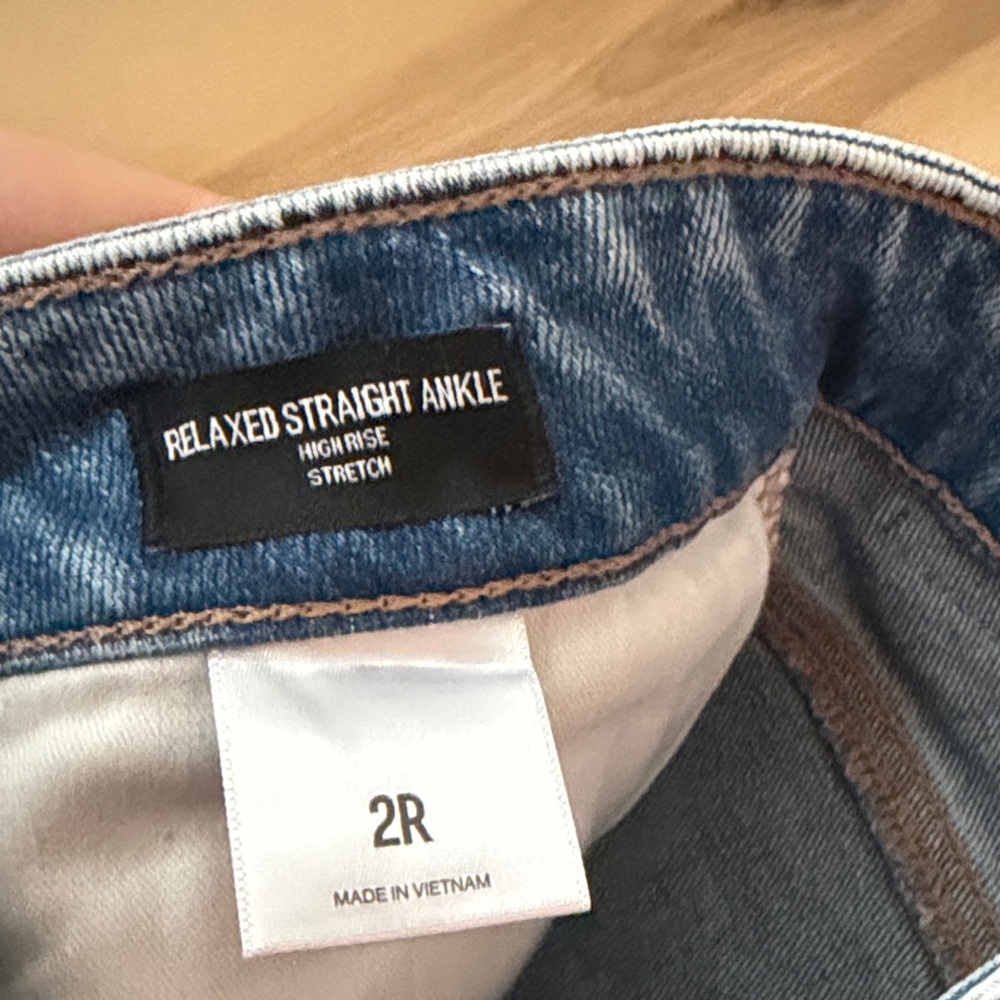 Express High Waisted Medium Wash Relaxed Straight Ankle Jeans - Picture 4 of 5